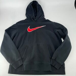 Nike‎ Black Hoodie Pullover Swoosh Logo Men's XL VTG